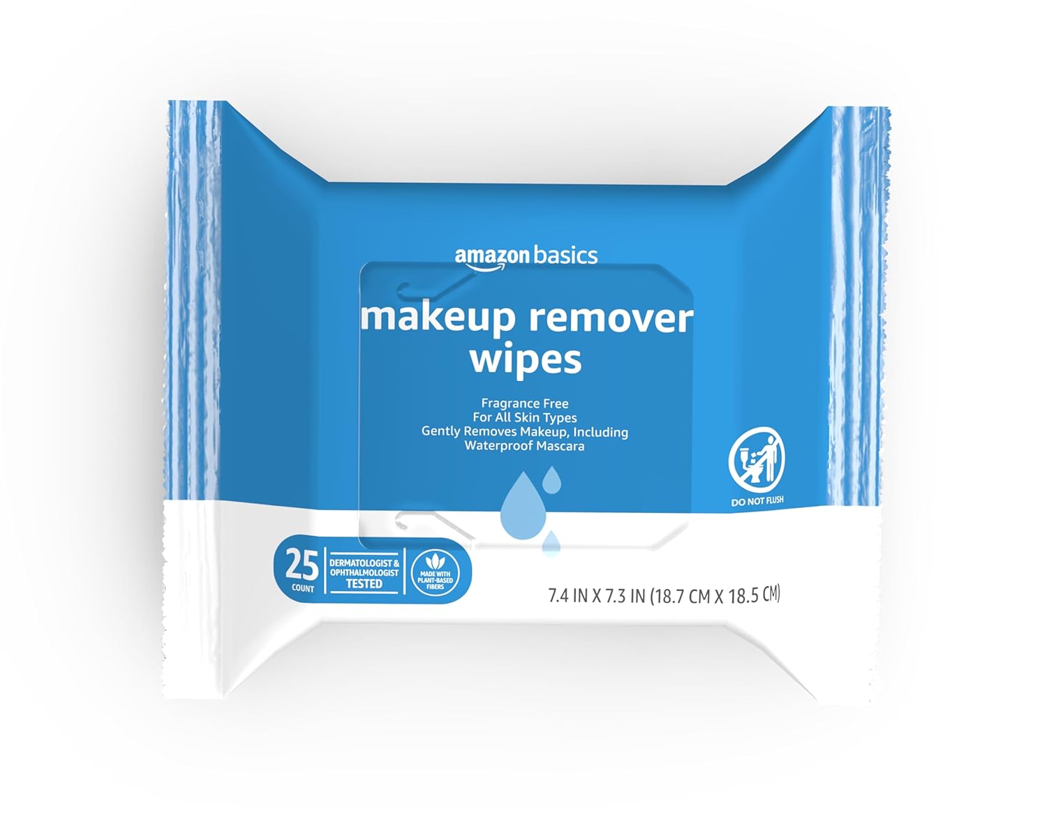 Amazon Basics Makeup Remover Wipes, Fragrance- and Alcohol-Free, Gentle Cleansing, Removes Waterproof Mascara, Dermatologist Tested, 25 Count, Pack of 2 - Image 7