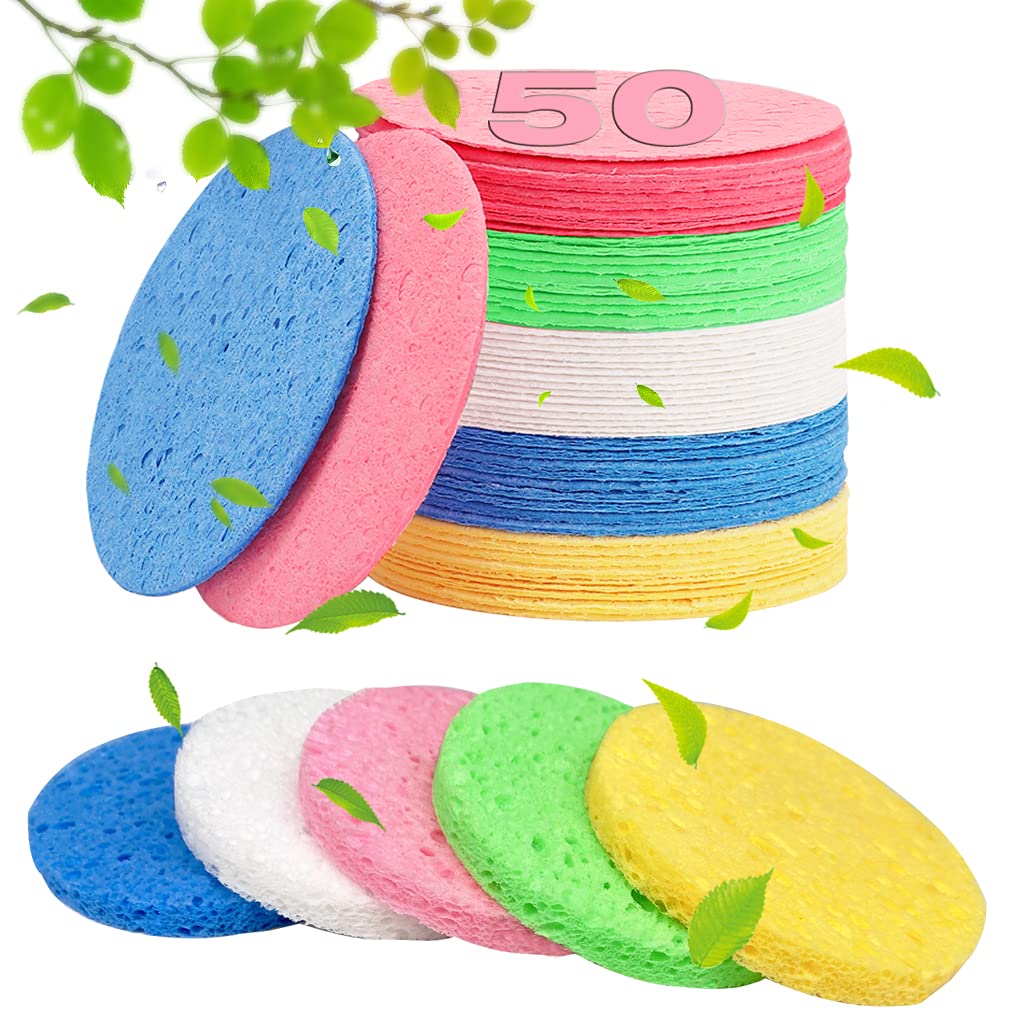50-Count Compressed Facial Sponges for Estheticians- 100% Natural Cellulose Face Sponge Spa Sponges for Face Cleansing, Massage, Pore Exfoliating, Mask, Makeup Removal (Love-White) - Image 10