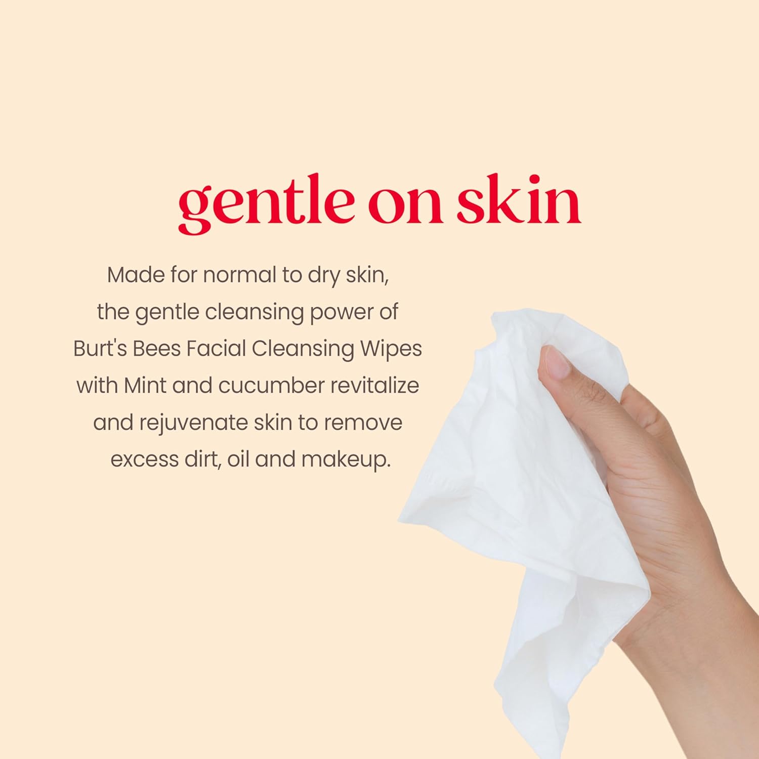Burt's Bees Stocking Stuffers, Cucumber & Mint Face Wipes, for All Skin Types, Refreshing Makeup Remover & Facial Cleansing Towelettes, Skin Care Christmas Gifts, 30 Ct. (3-Pack) - Image 2