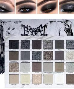 24Colors Black Grey Smokey Eyeshadow Palette, Matte Black Smoky Eye Shadow Palette, Shimmer High Pigmented Basic Black White Gray Shade Eye Black Makeup for Halloween. (24, Colors)