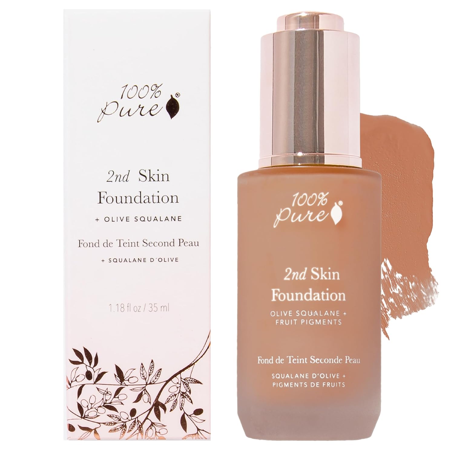 100% PURE 2nd Skin Lightweight Serum Foundation Anti-Aging Face Makeup - Blendable Coverage Liquid Hydration Boost for Soft Plumped Up Glow, Vegan Shade 1 (Neutral w/Yellow Undertone) - 1.18 Fl Oz - Image 11