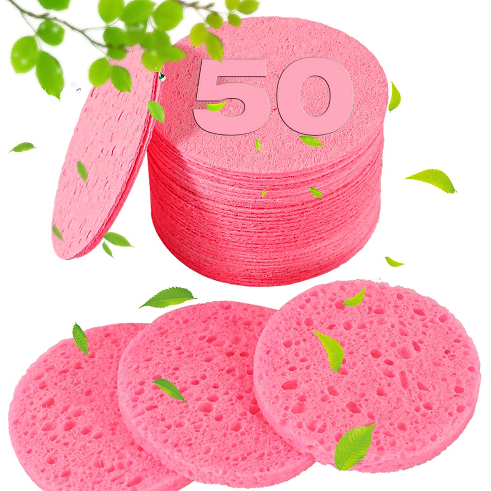 50-Count Compressed Facial Sponges for Estheticians- 100% Natural Cellulose Face Sponge Spa Sponges for Face Cleansing, Massage, Pore Exfoliating, Mask, Makeup Removal (Love-White) - Image 11