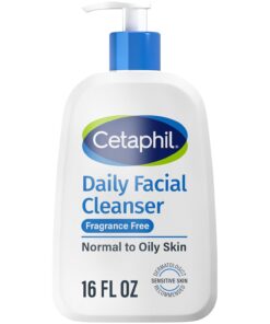 Cetaphil Face Wash, Daily Facial Cleanser for Sensitive, Combination to Oily Skin, 16 Oz, Fragrance Free, Gentle Foaming, Soap Free, Hypoallergenic
