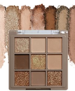 9 Colors Matte Nude Pink Shimmer Gold Dark Brown Colorful Eyeshadow Palette Matte Shimmer Korean Natural Eye Shadow palettes Highly Pigmented Naturing-Looking Long Lasting (05#)