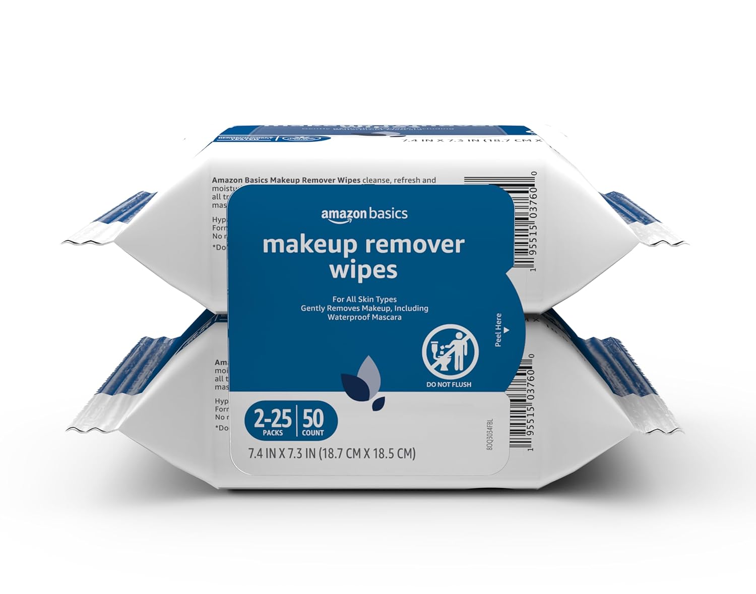 Amazon Basics Makeup Remover Wipes, Fragrance- and Alcohol-Free, Gentle Cleansing, Removes Waterproof Mascara, Dermatologist Tested, 25 Count, Pack of 2 - Image 15
