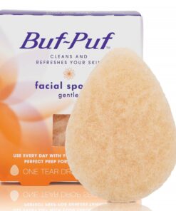 Buf-Puf Gentle Facial Sponge, Dermatologist Developed, Removes Deep Down Dirt & Makeup That Causes Breakouts and Blackheads, Reusable, Exfoliating, 1 Count