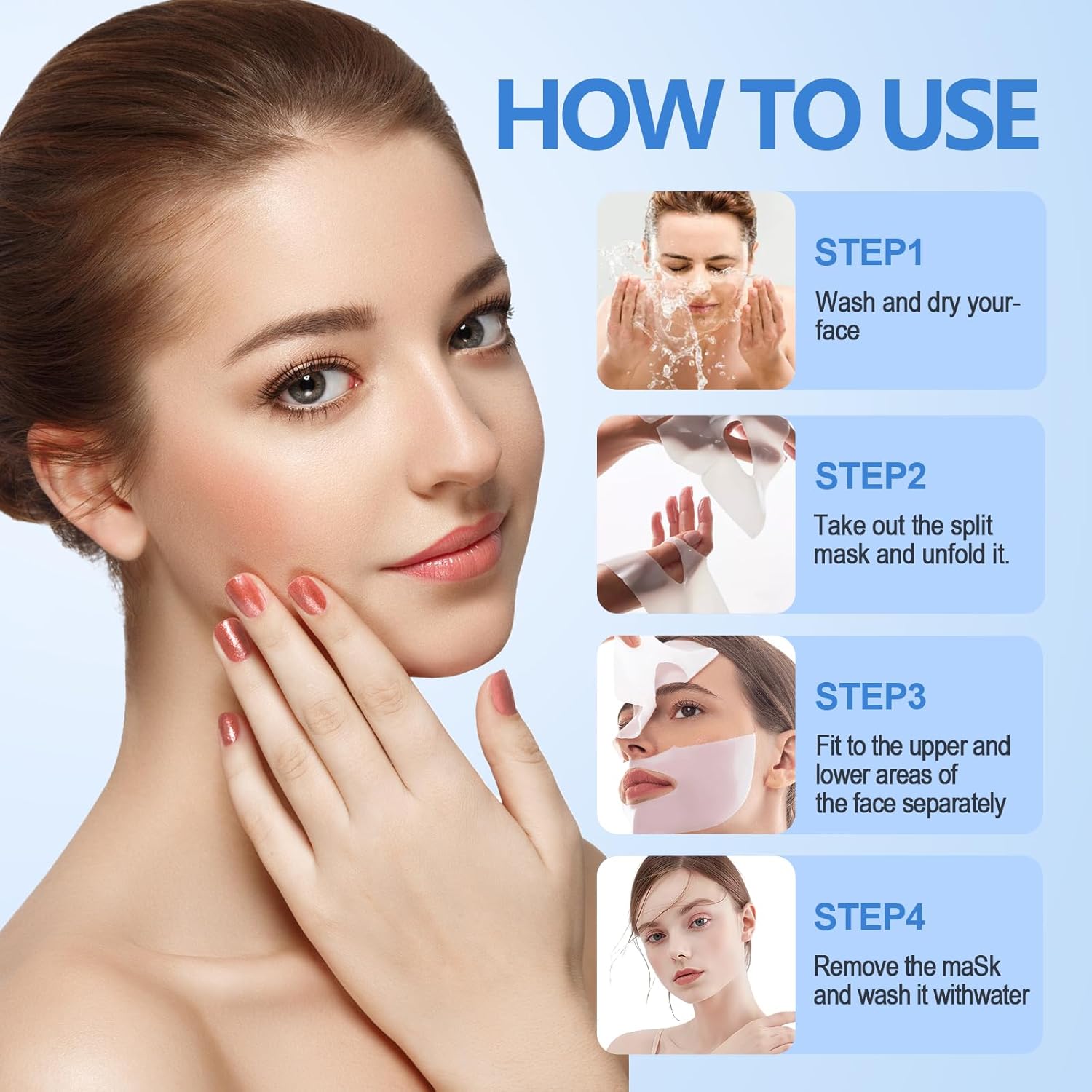 5 Packs Collagen Facial Mask, Deep Skincare Hydrating Face Masks, Beauty Skin Facial Masks, Moisturize Care Sheet Mask, Brighten skin tone, for All Skin Types - Image 3