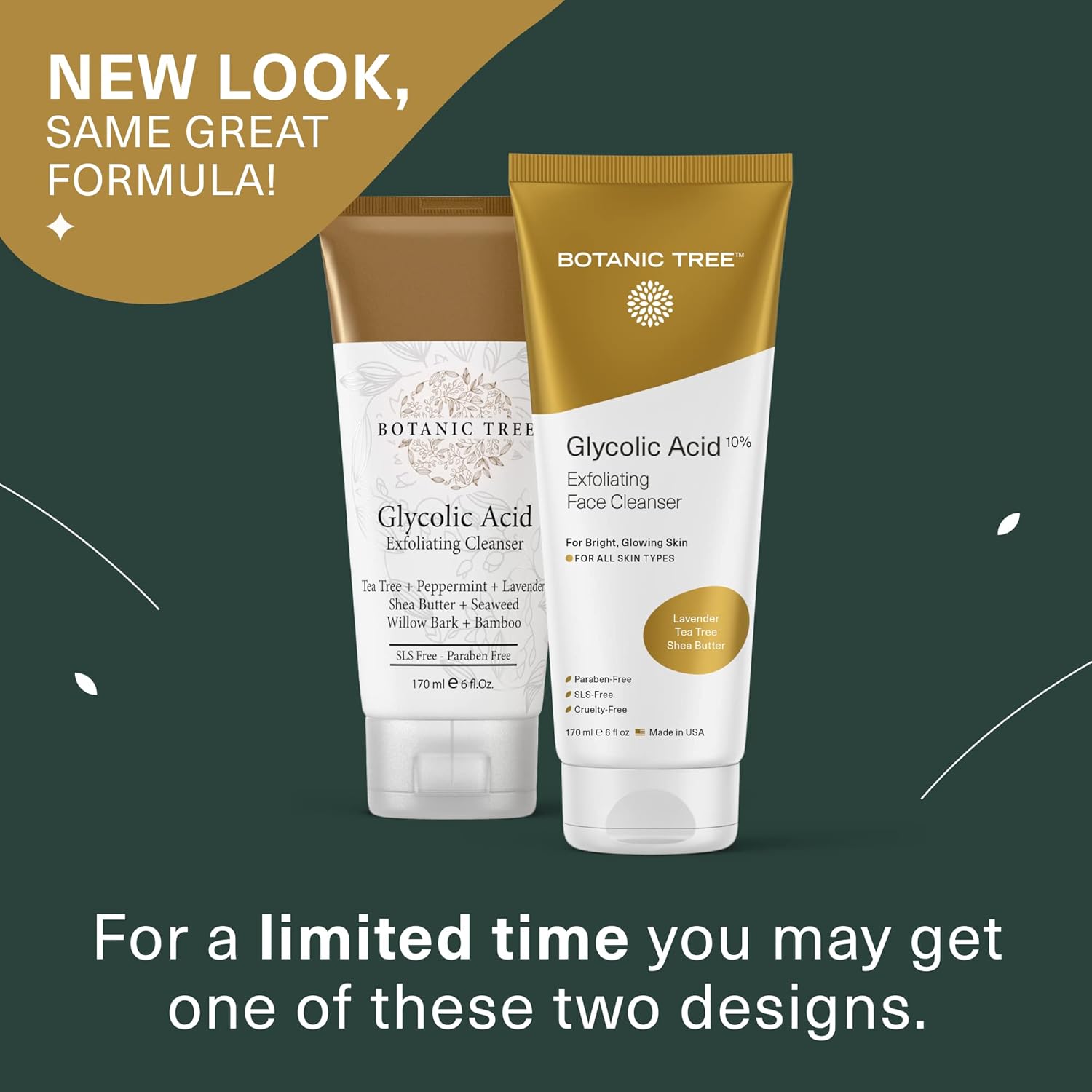 Botanic Tree Glycolic Acid Face Wash - Facial Cleanser and Scrub - 10% Glycolic Acid, AHA - Salicylic Cleanser - 6 fl. oz - Image 2