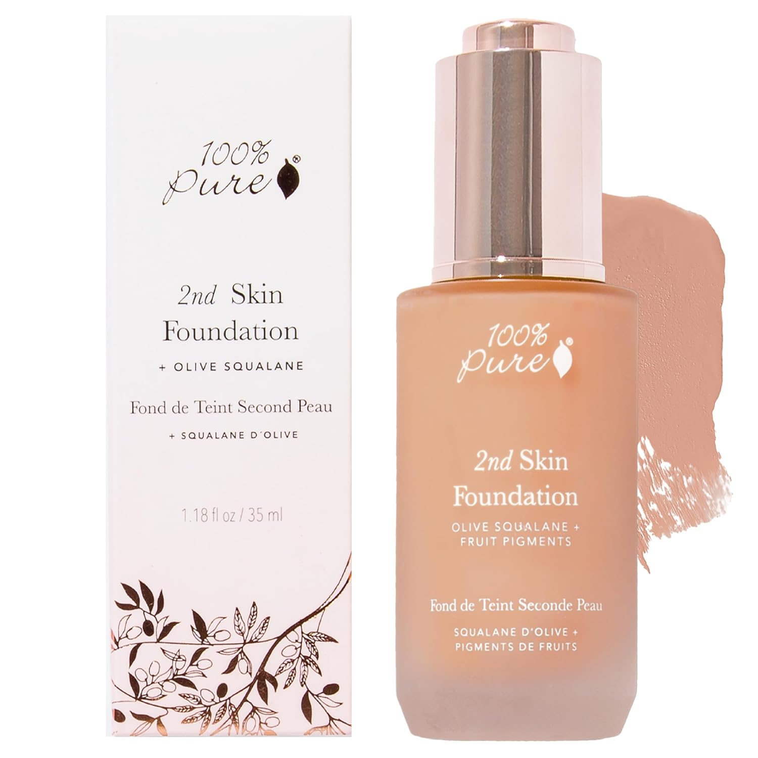 100% PURE 2nd Skin Lightweight Serum Foundation Anti-Aging Face Makeup - Blendable Coverage Liquid Hydration Boost for Soft Plumped Up Glow, Vegan Shade 1 (Neutral w/Yellow Undertone) - 1.18 Fl Oz - Image 10