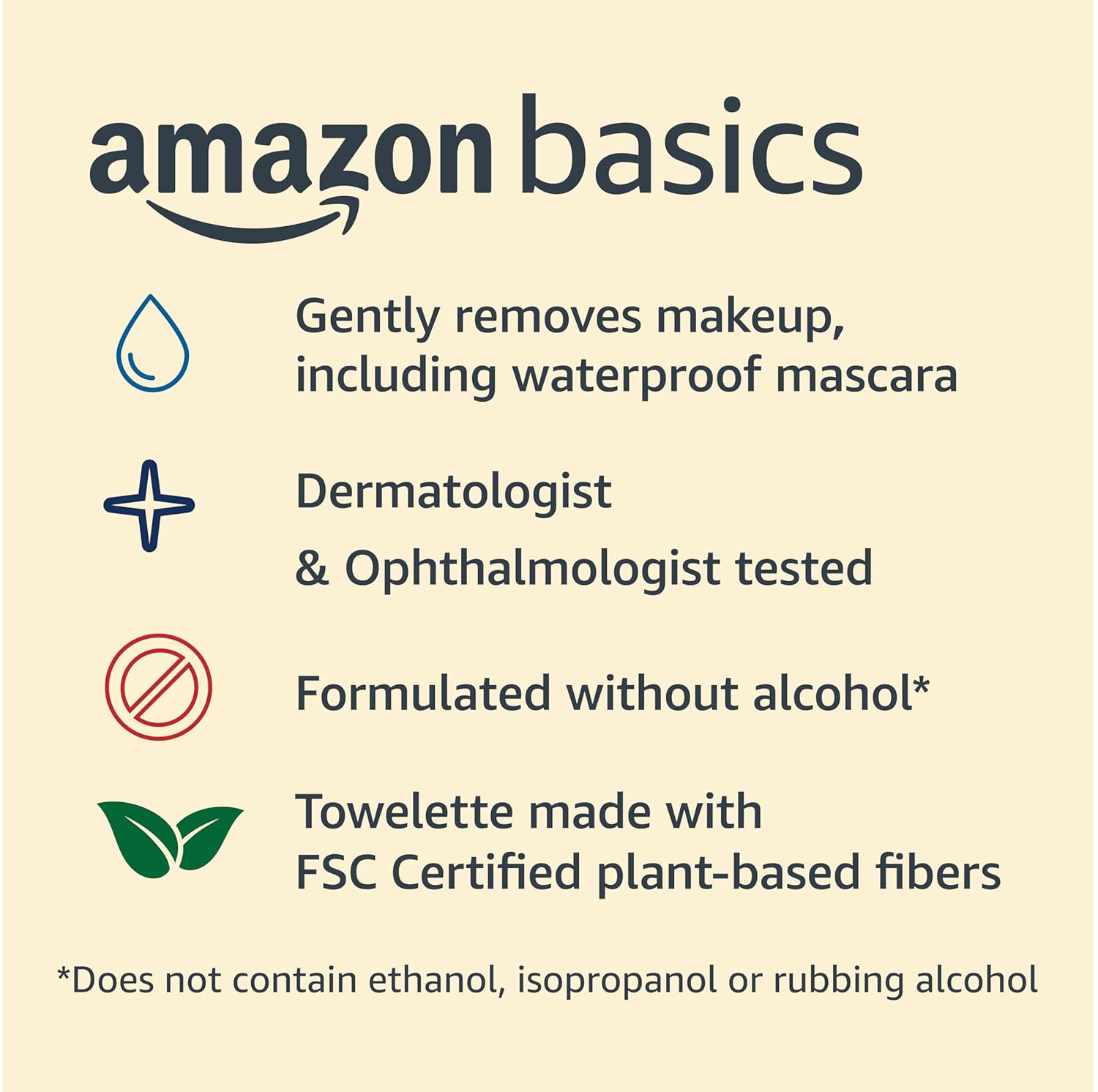 Amazon Basics Makeup Remover Wipes, Fragrance- and Alcohol-Free, Gentle Cleansing, Removes Waterproof Mascara, Dermatologist Tested, 25 Count, Pack of 2 - Image 3