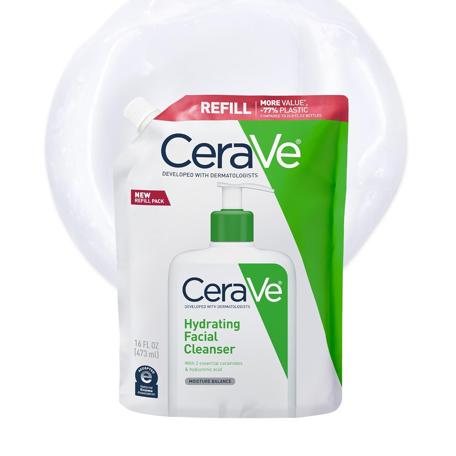 CeraVe Hydrating Facial Cleanser, Moisturizing Face Wash For Dry Skin, Hyaluronic Acid + Ceramides + Glycerin, Hydrating Cleanser For Normal To Dry Skin, National Eczema Association Certified - Image 9