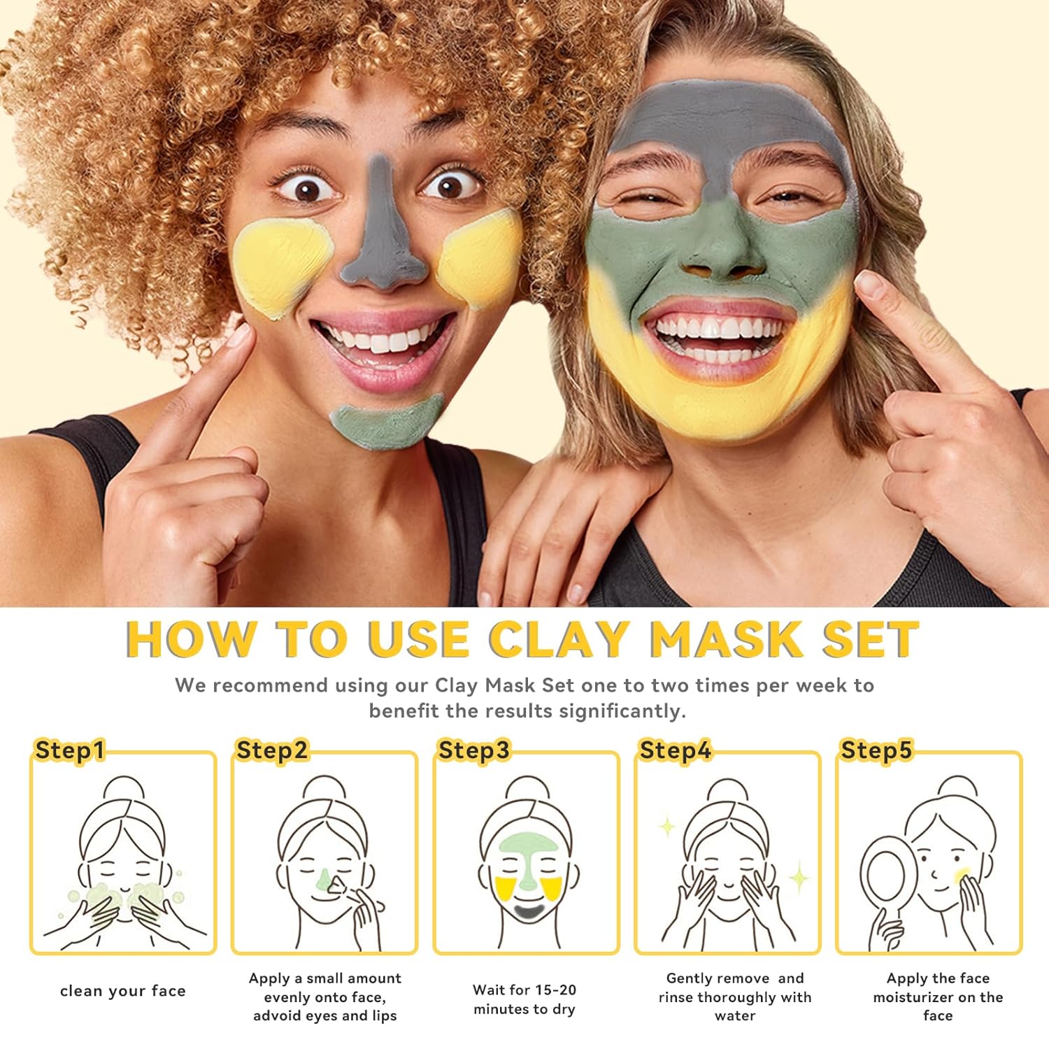 ANAI RUI 3Pcs Face Mask Set, Turmeric Clay Mask - Green Tea Face Mask - Dead Sea Minerals Mud Mask, Holiday Gift Set, Stocking Stuffers for Women &Teen Girls, Self Care Gifts for Women 2.5 oz each - Image 6