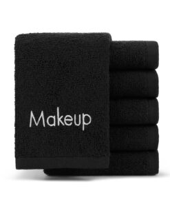 Arkwright Makeup Towels - Pack of 6 - Soft & Gentle Cotton Washcloth Face Make Up Remover, Reusuable Eraser Cloth Essentials for Hosts & Artists, 13 x 13 in, Black