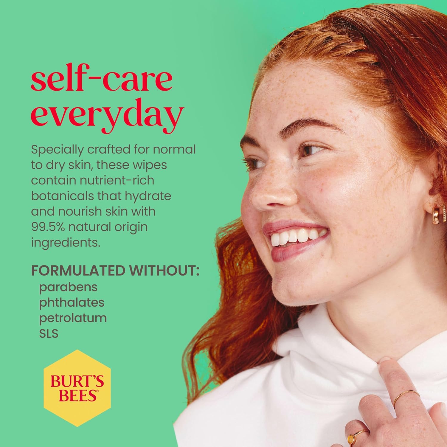 Burt's Bees Stocking Stuffers, Cucumber & Mint Face Wipes, for All Skin Types, Refreshing Makeup Remover & Facial Cleansing Towelettes, Skin Care Christmas Gifts, 30 Ct. (3-Pack) - Image 4