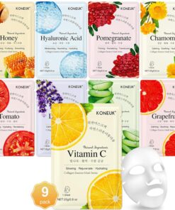 9 Pack Collagen Face Masks Skincare for Women, Hydrating Sheet Face Masks Suitable for All Skin Types, Bulk Facial Masks for Women Skin Care, Face Mask Gifts Set for Spa Party