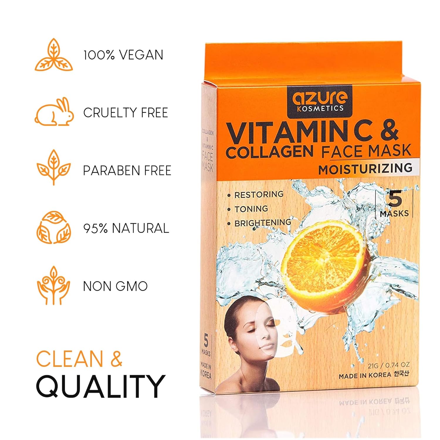 Azure Cosmetics Hyaluronic Acid & Retinol Face Mask - Dermatologist Tested - Rejuvenating & Hydrating Sheet Mask - Reduce Fine Lines & Wrinkles, Smooths & Repairs - Korean Skin Care - Pack of 5 - Image 6