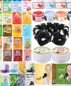 96 Pcs Face Mask Set Hydrating Clean Suitable for Sensitive Skin, Including 30 Peel-off Facial Masks, 4 Clay Masks, 60 Pairs of Under-eye Patches, a Mask Brush, and a Face-washing Headband