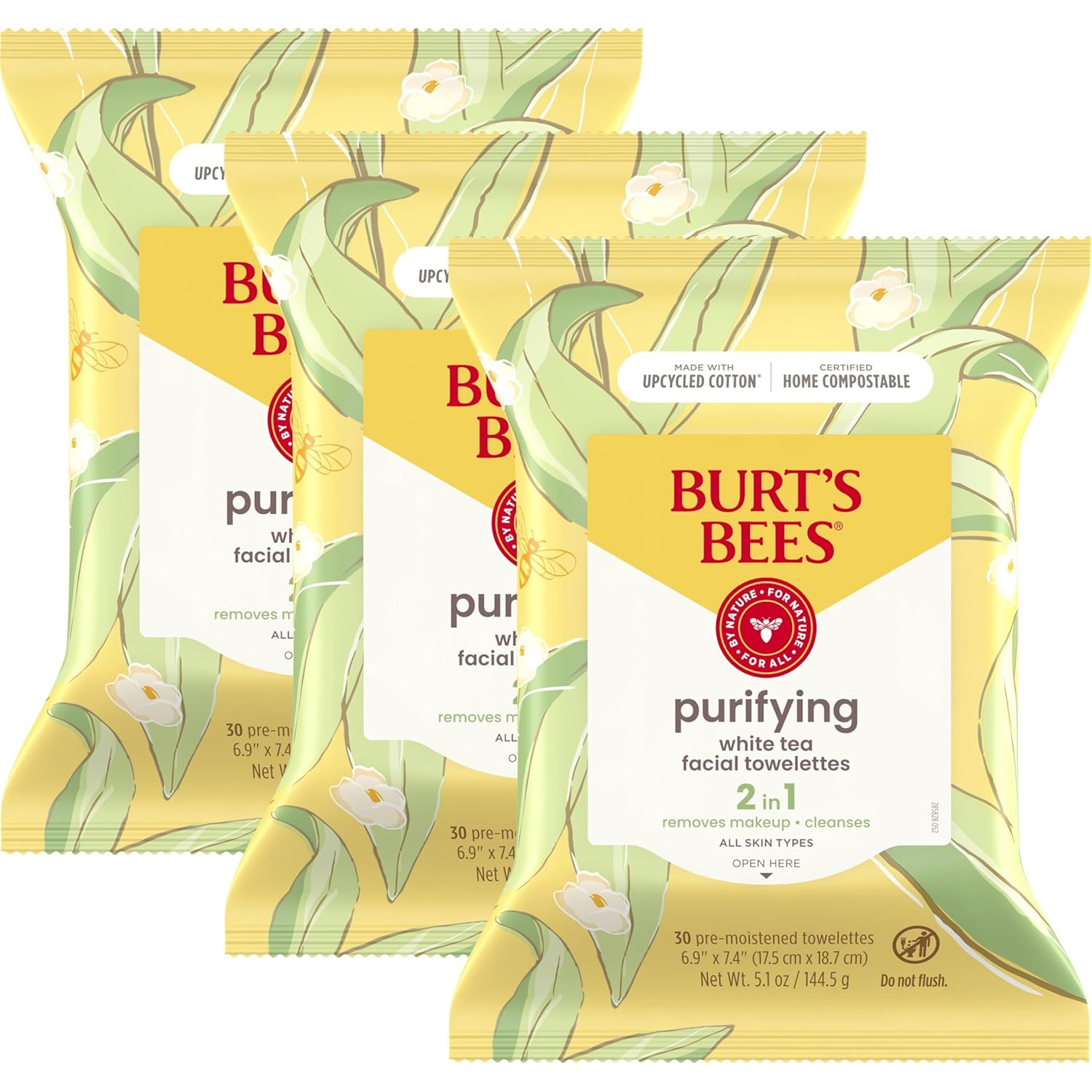 Burt's Bees Stocking Stuffers, Cucumber & Mint Face Wipes, for All Skin Types, Refreshing Makeup Remover & Facial Cleansing Towelettes, Skin Care Christmas Gifts, 30 Ct. (3-Pack) - Image 8