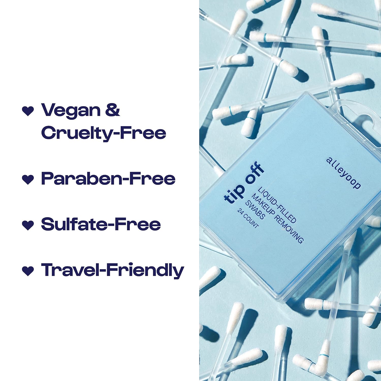 Alleyoop Cotton Swabs for Makeup, Tip Off Liquid-Filled Makeup Removing Swabs (24 Count, 3 Pack) - Easy-To-Use & Space Saving Makeup Remover - Disposable Cotton Tips for Eye, Lip, Eyebrow, & Eyeshadow - Image 5