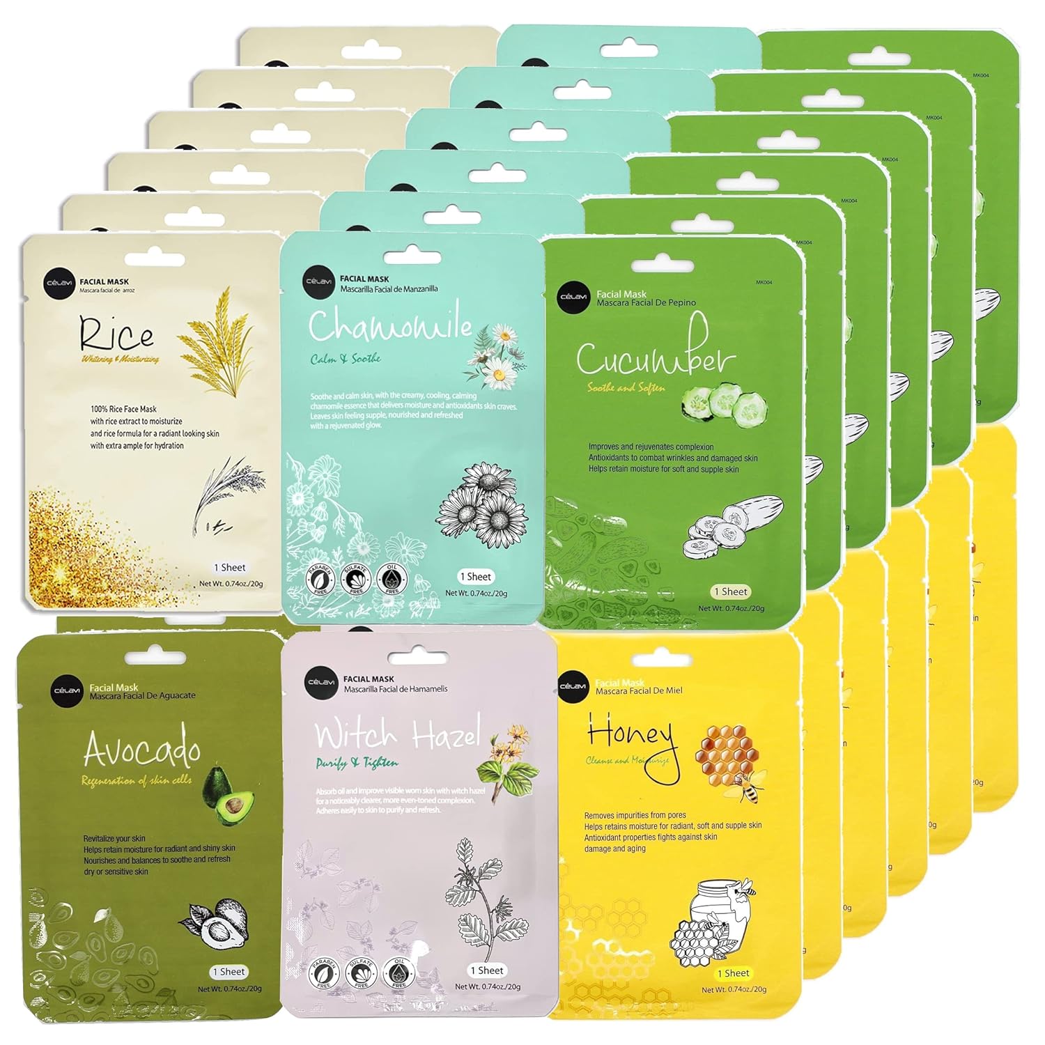 celavi Essence Facial Face Mask Paper Sheet Korea Skin Care Moisturizing 12 Pack (Mix - 2 of Each) - Image 12