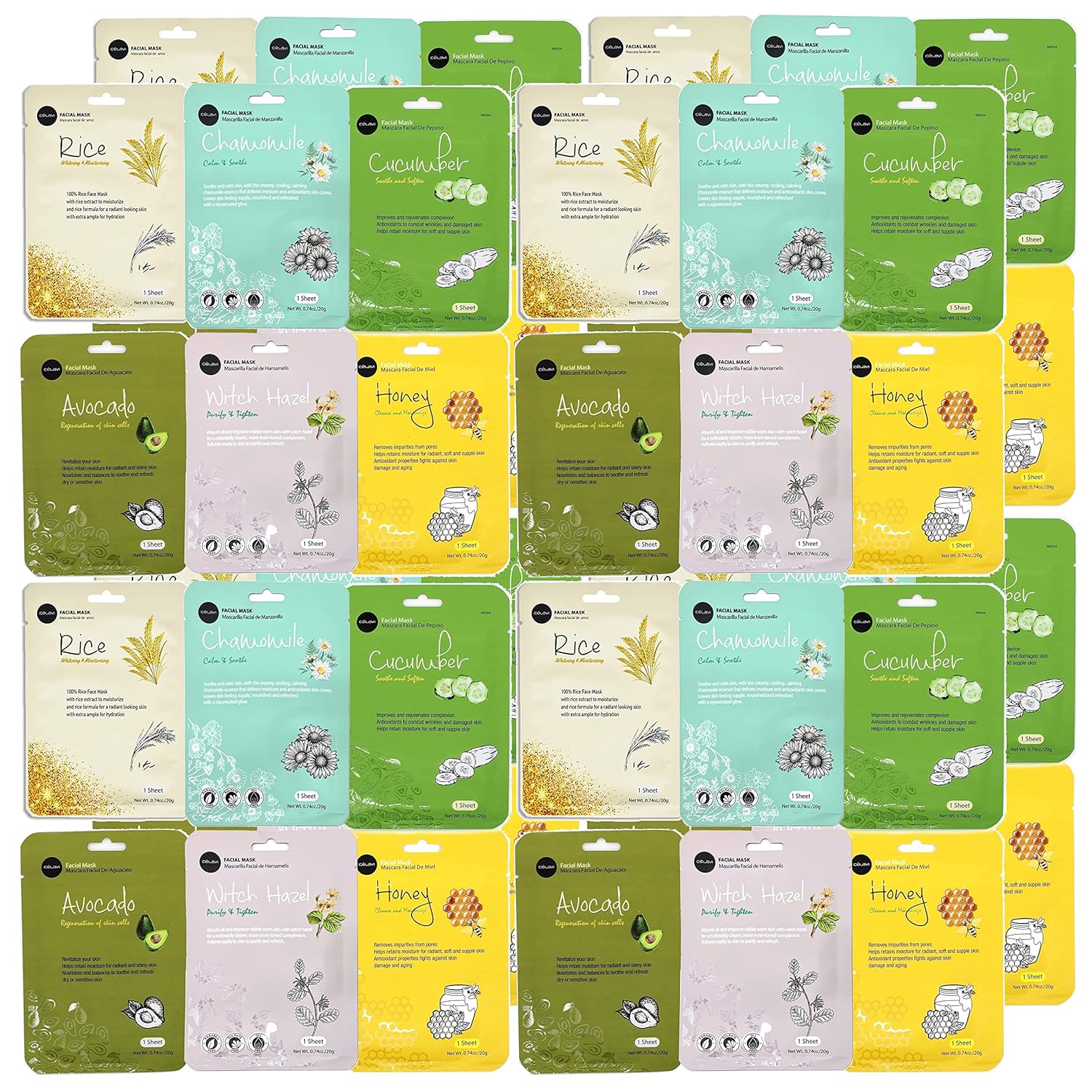 celavi Essence Facial Face Mask Paper Sheet Korea Skin Care Moisturizing 12 Pack (Mix - 2 of Each) - Image 13